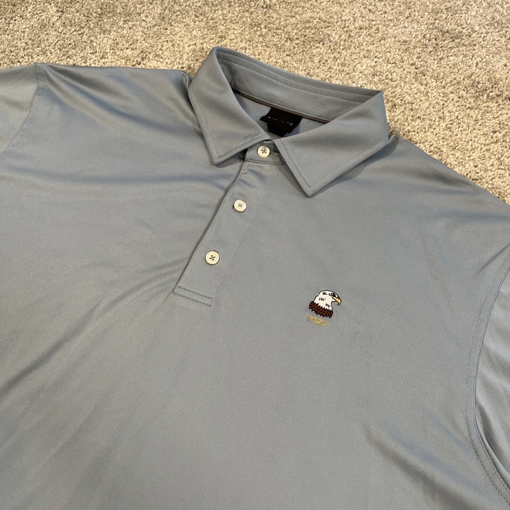 Dunning Golf Polo Shirt L Gray Performance Stretch Moisture Wicking Casual Eagle